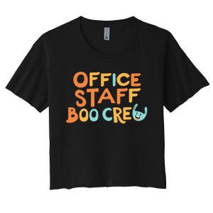 Office Staff Boo Crew Halloween Women's Crop Top Tee