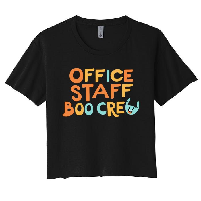 Office Staff Boo Crew Halloween Women's Crop Top Tee