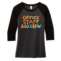 Office Staff Boo Crew Halloween Women's Tri-Blend 3/4-Sleeve Raglan Shirt