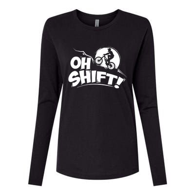 Oh Shift! - Bicycle Gift for Bike Riders & Cyclists Womens Cotton Relaxed Long Sleeve T-Shirt