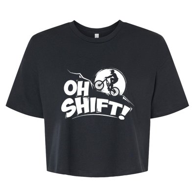 Oh Shift! - Bicycle Gift for Bike Riders & Cyclists Bella+Canvas Jersey Crop Tee