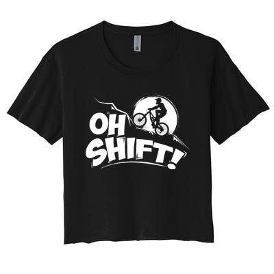 Oh Shift! - Bicycle Gift for Bike Riders & Cyclists Women's Crop Top Tee