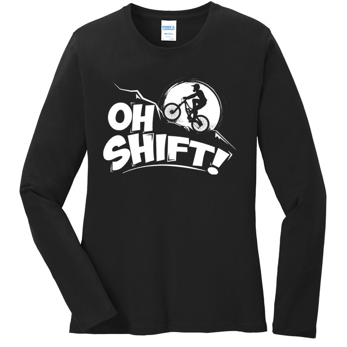 Oh Shift! - Bicycle Gift for Bike Riders & Cyclists Ladies Long Sleeve Shirt