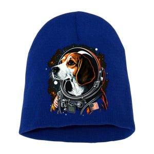 Outer Space Beagle On Galaxy Astronaut Beagle Great Gift Short Acrylic Beanie