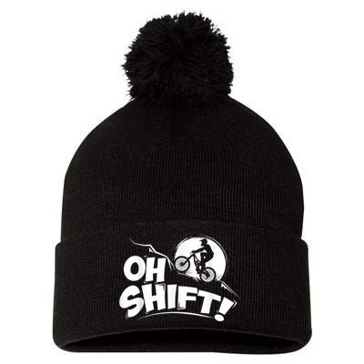 Oh Shift! Bicycle For Bike Riders & Cyclists Pom Pom 12in Knit Beanie