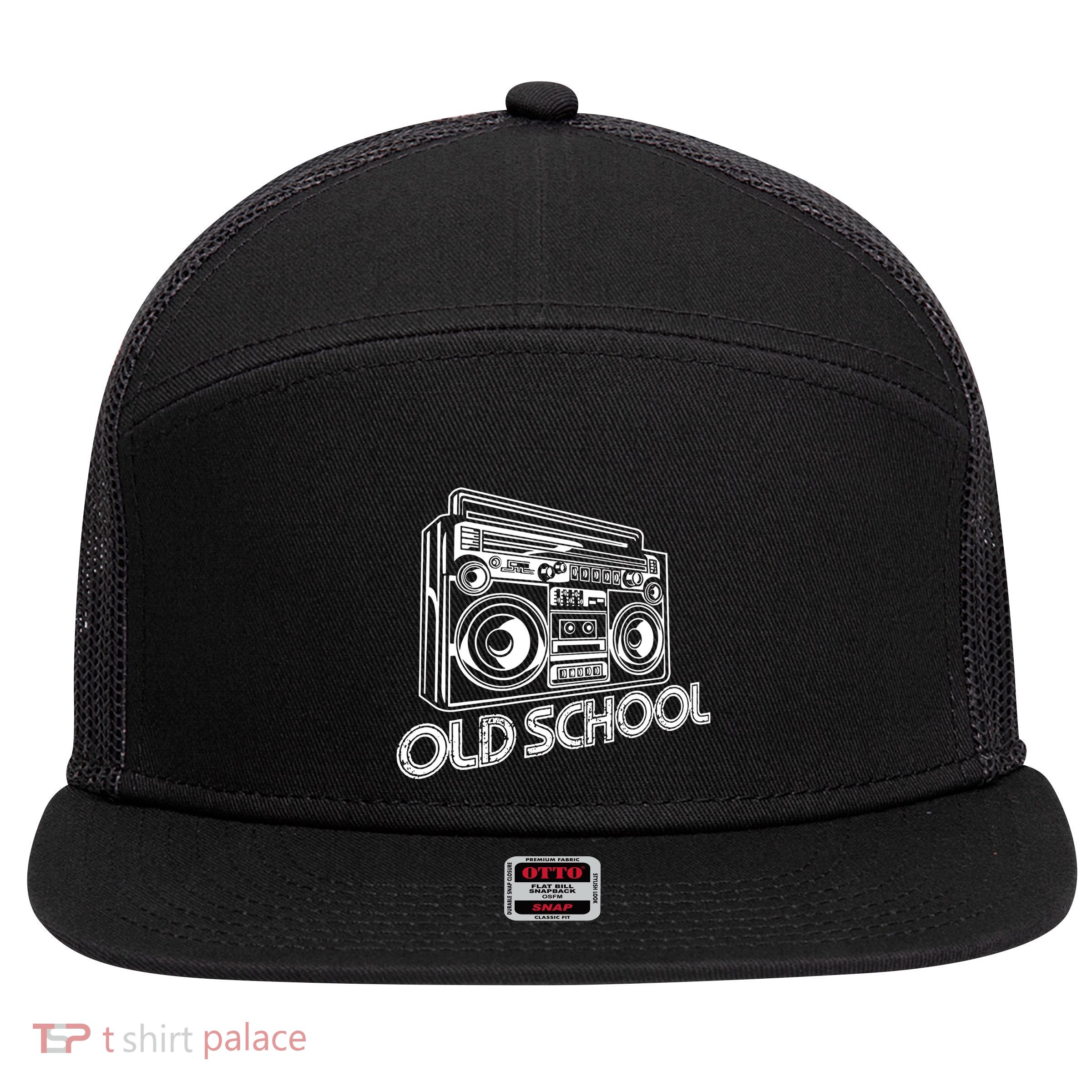 Old School Boombox 80s Rap 7 Panel Mesh Trucker Snapback Hat