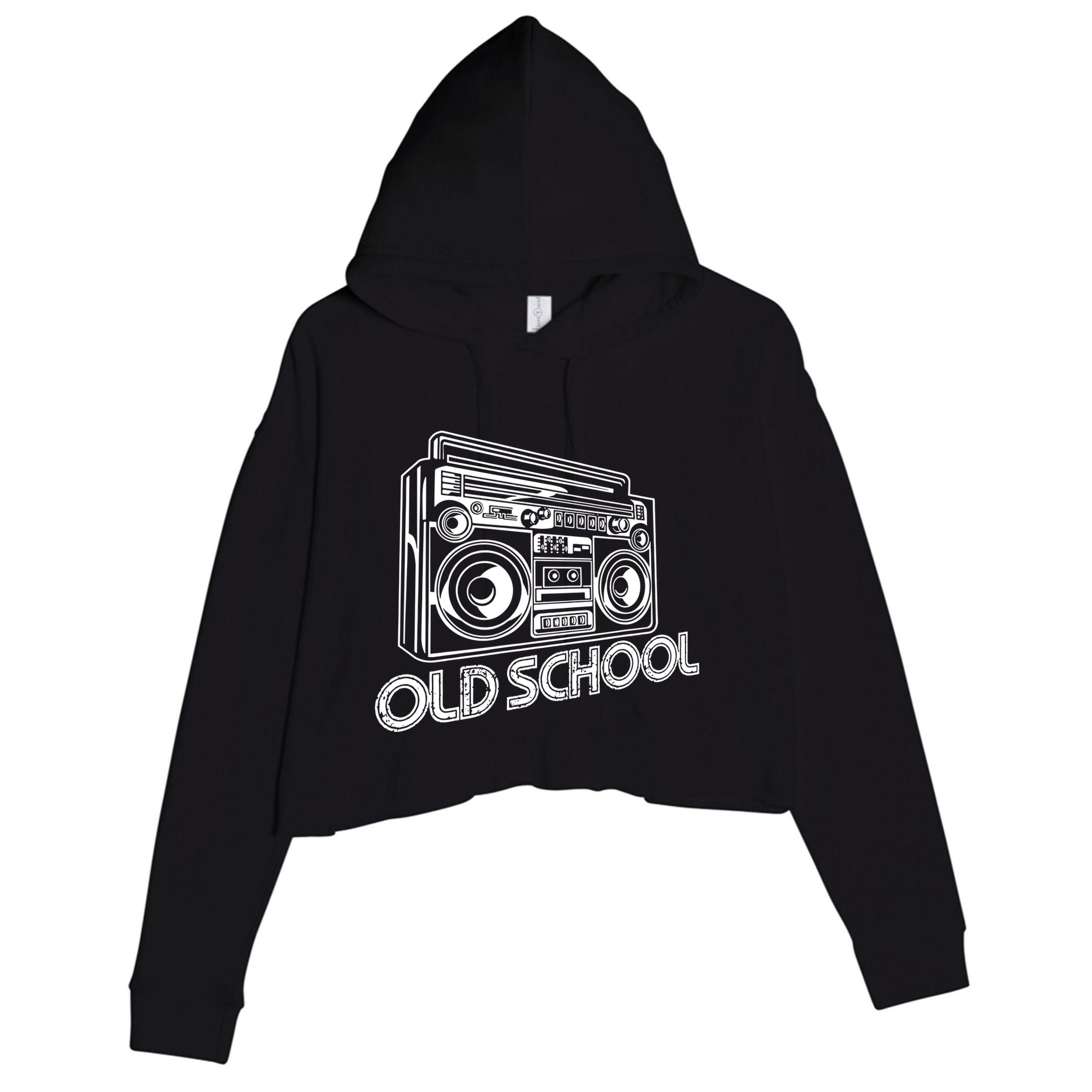 Old School Boombox 80s Rap Crop Fleece Hoodie