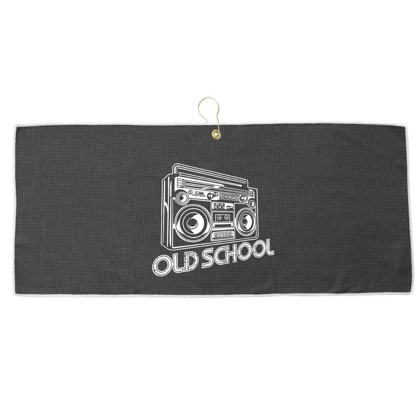 Old School Boombox 80s Rap Large Microfiber Waffle Golf Towel