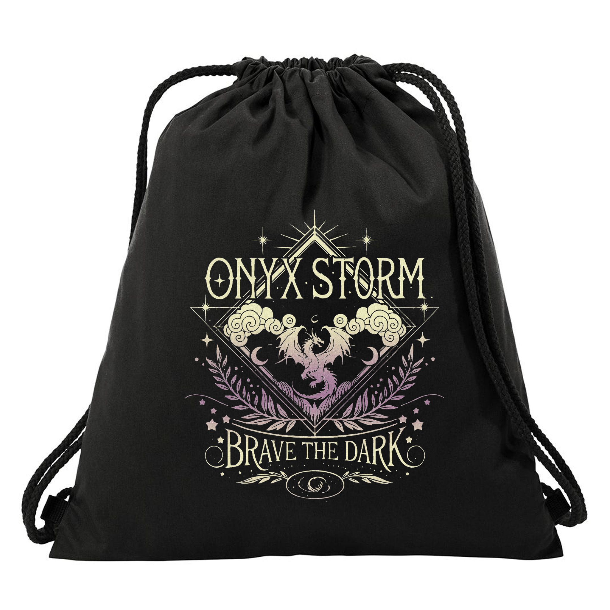 Onyx Storm Brave The Dark Fourth Wingg Basgiath War Collegee Drawstring Bag