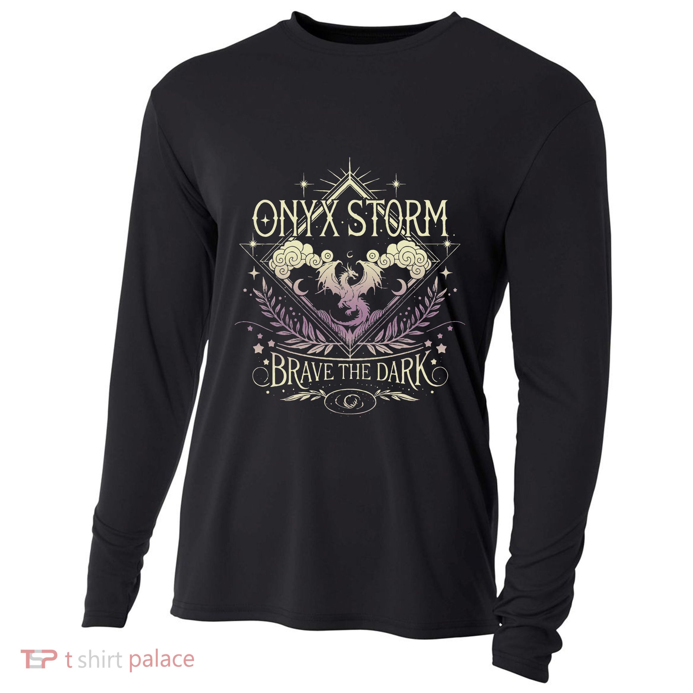 Onyx Storm Brave The Dark Fourth Wingg Basgiath War Collegee Cooling Performance Long Sleeve Crew