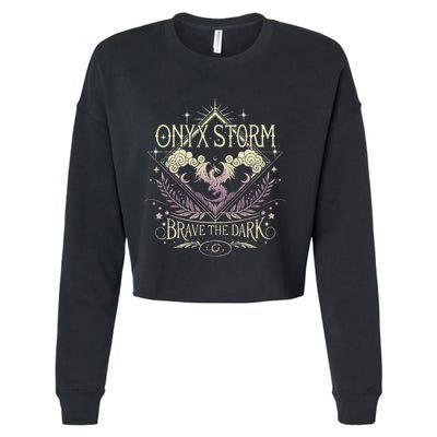 Onyx Storm Brave The Dark Fourth Wingg Basgiath War Collegee Cropped Pullover Crew