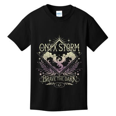 Onyx Storm Brave The Dark Fourth Wingg Basgiath War Collegee Kids T-Shirt