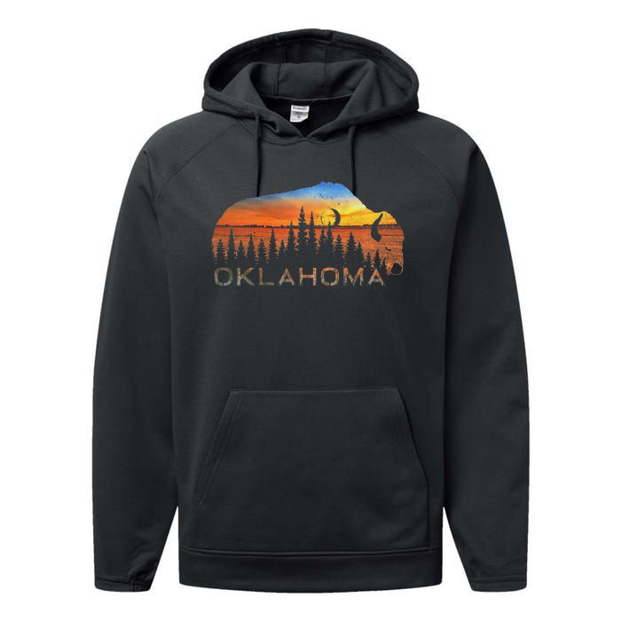 Oklahoma Sunset Buffalo Performance Fleece Hoodie