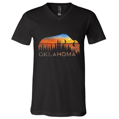 Oklahoma Sunset Buffalo V-Neck T-Shirt