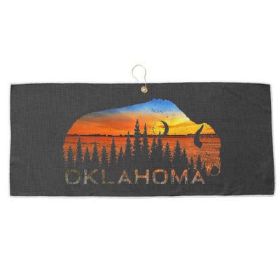 Oklahoma Sunset Buffalo Large Microfiber Waffle Golf Towel