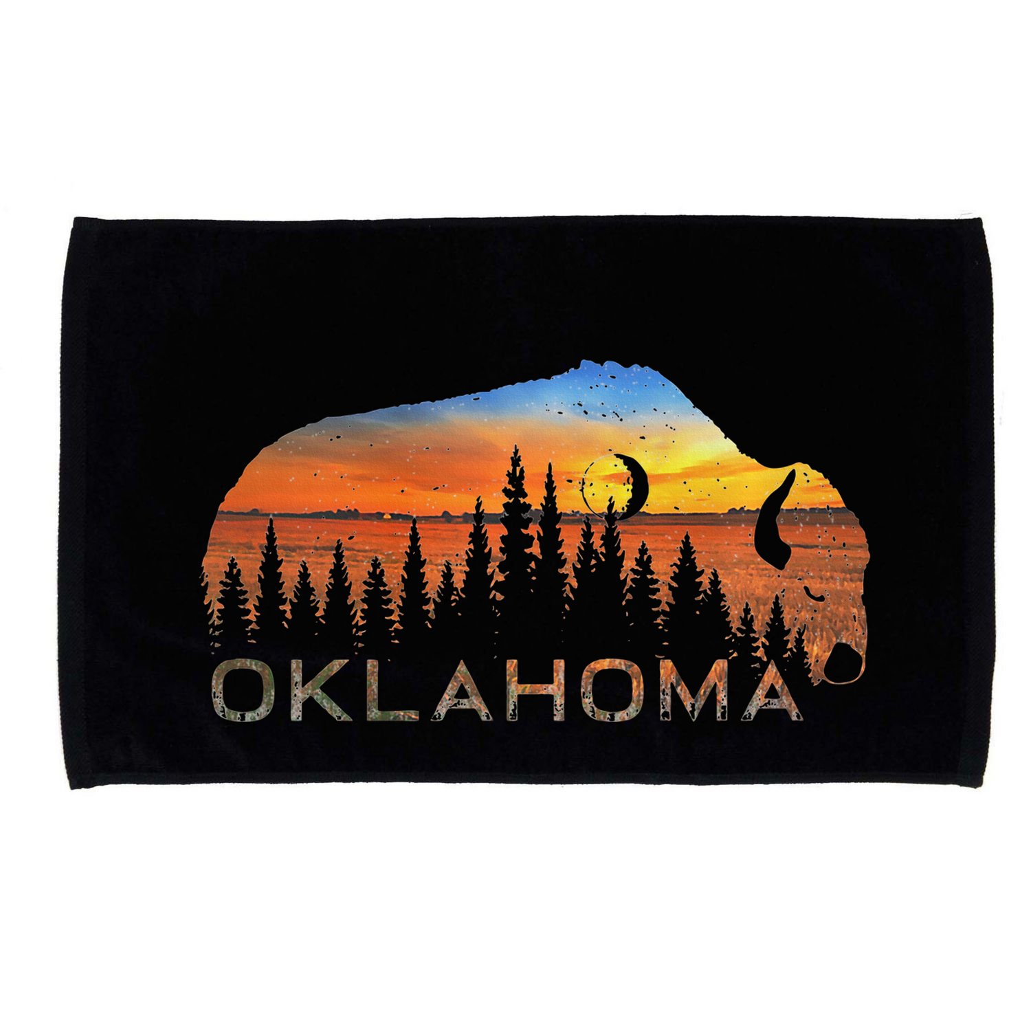 Oklahoma Sunset Buffalo Microfiber Hand Towel