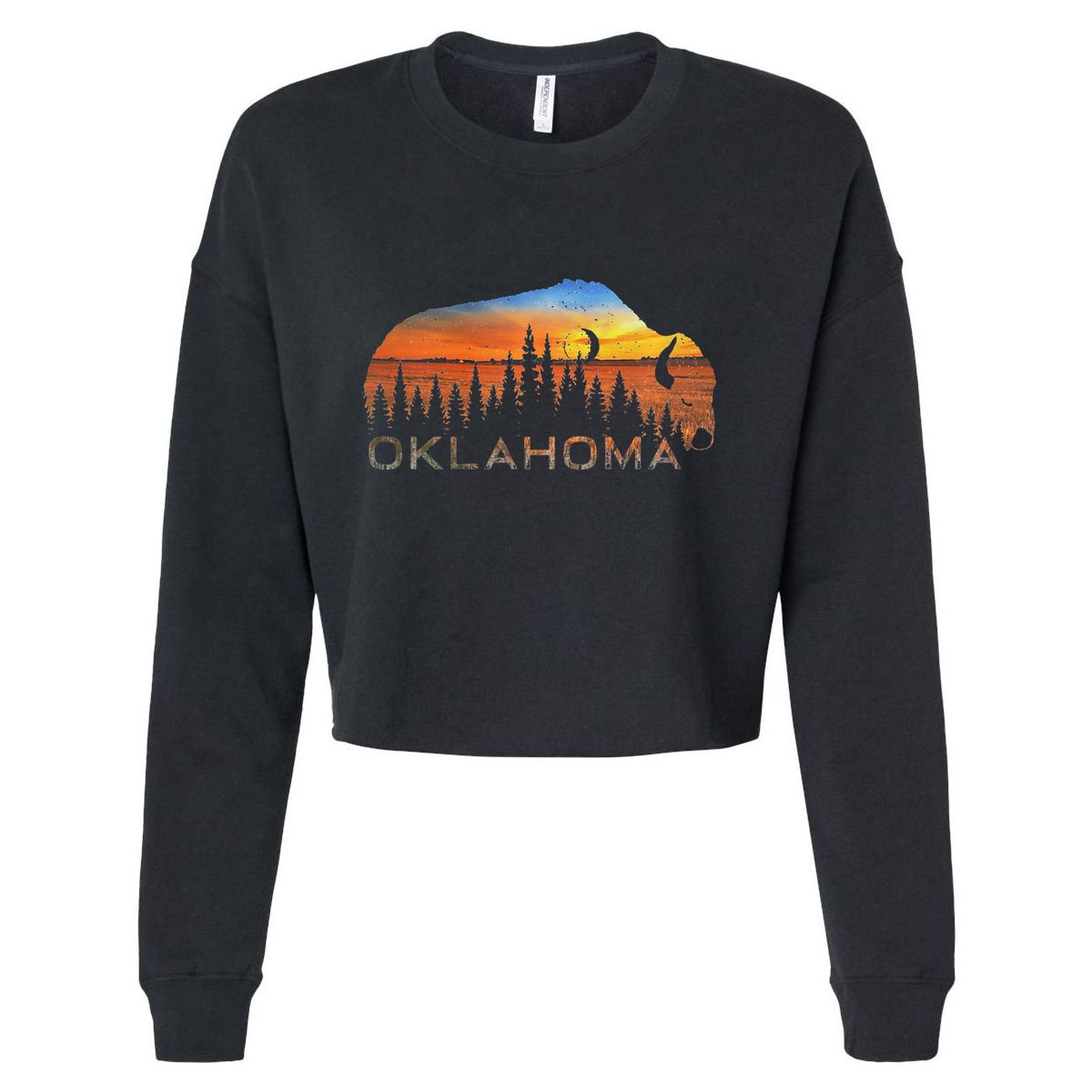 Oklahoma Sunset Buffalo Cropped Pullover Crew