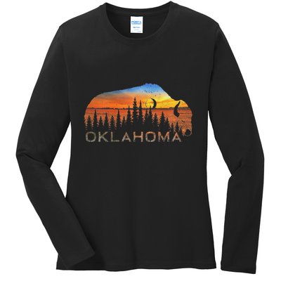 Oklahoma Sunset Buffalo Ladies Long Sleeve Shirt