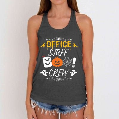 Office Staff Boo Crew Funny Halloween Matching Costume Women's Knotted Racerback Tank