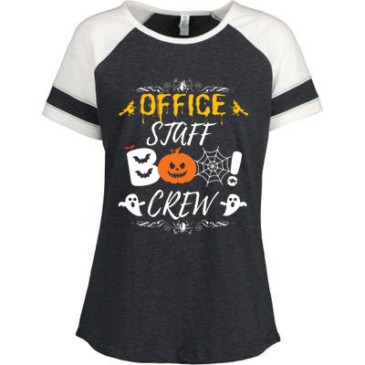 Office Staff Boo Crew Funny Halloween Matching Costume Enza Ladies Jersey Colorblock Tee