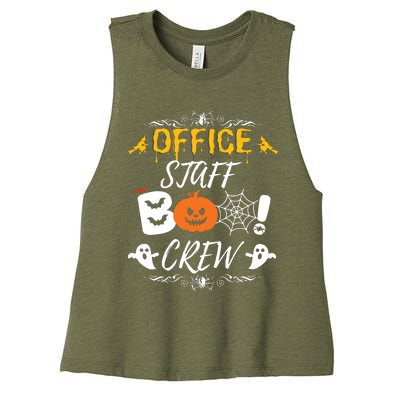 Office Staff Boo Crew Funny Halloween Matching Costume Women's Racerback Cropped Tank