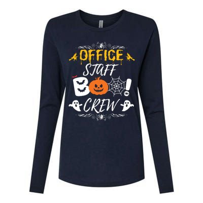 Office Staff Boo Crew Funny Halloween Matching Costume Womens Cotton Relaxed Long Sleeve T-Shirt