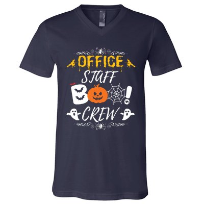 Office Staff Boo Crew Funny Halloween Matching Costume V-Neck T-Shirt