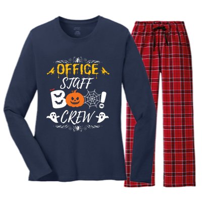 Office Staff Boo Crew Funny Halloween Matching Costume Women's Long Sleeve Flannel Pajama Set 