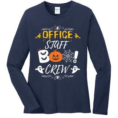 Office Staff Boo Crew Funny Halloween Matching Costume Ladies Long Sleeve Shirt