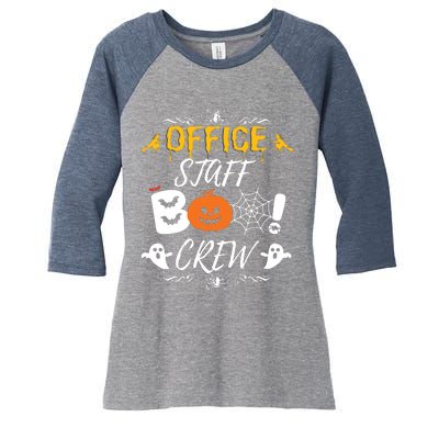 Office Staff Boo Crew Funny Halloween Matching Costume Women's Tri-Blend 3/4-Sleeve Raglan Shirt