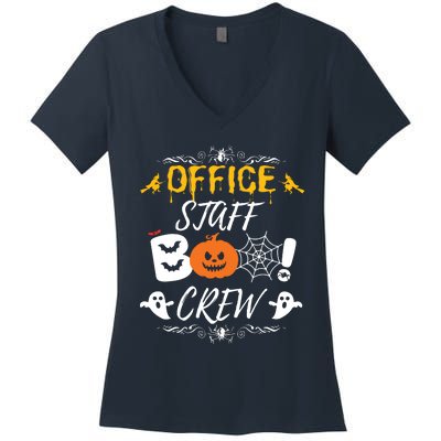 Office Staff Boo Crew Funny Halloween Matching Costume Women's V-Neck T-Shirt