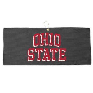 Ohio State Buckeyes Retro Arch Black Large Microfiber Waffle Golf Towel