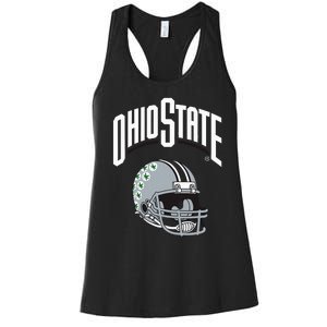 O.H.I.O State B.U.C.K.E.Y.E.S Helmet Logo Women's Racerback Tank