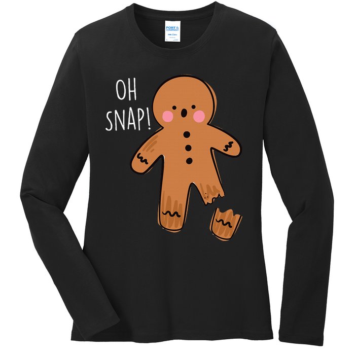 Oh Snap Broken Leg Injury Broken Bones Hospital Gingerbread Ladies Long Sleeve Shirt