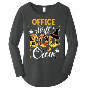 Office Staff Boo Crew Funny Halloween Matching Costume Women's Perfect Tri Tunic Long Sleeve Shirt