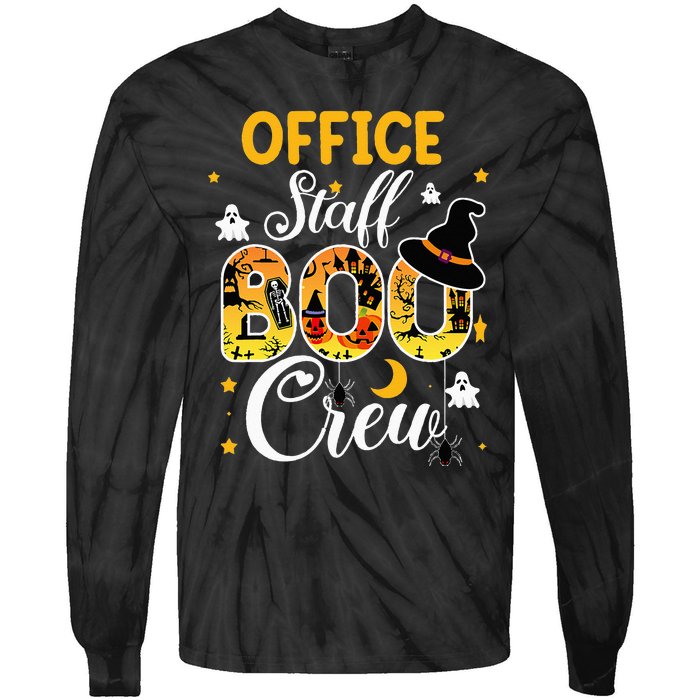 Office Staff Boo Crew Funny Halloween Matching Costume Tie-Dye Long Sleeve Shirt