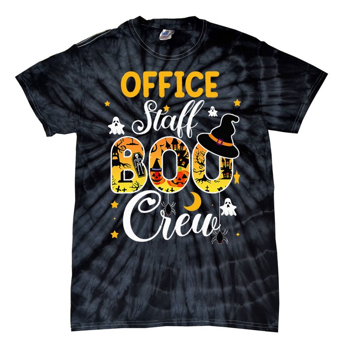 Office Staff Boo Crew Funny Halloween Matching Costume Tie-Dye T-Shirt