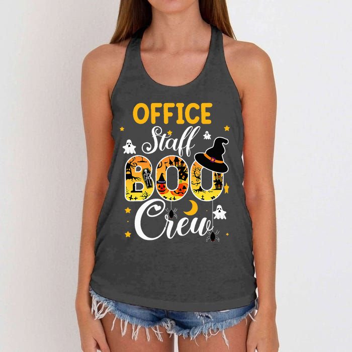 Office Staff Boo Crew Funny Halloween Matching Costume Women's Knotted Racerback Tank