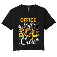 Office Staff Boo Crew Funny Halloween Matching Costume Women's Crop Top Tee