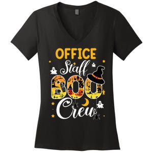 Office Staff Boo Crew Funny Halloween Matching Costume Women's V-Neck T-Shirt