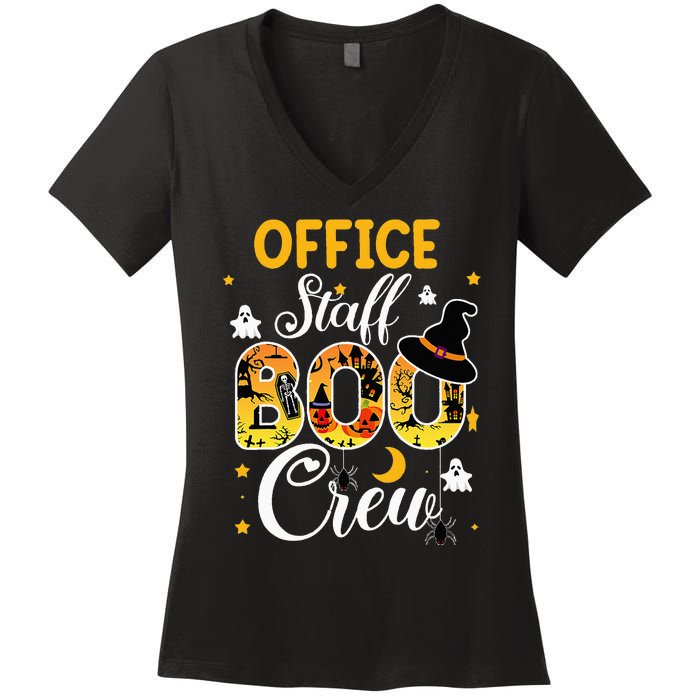 Office Staff Boo Crew Funny Halloween Matching Costume Women's V-Neck T-Shirt