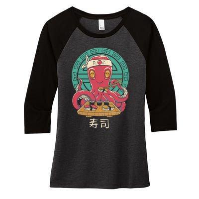 Octo Sushi Bar Women's Tri-Blend 3/4-Sleeve Raglan Shirt