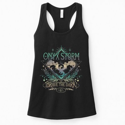Onyx Storm Brave The Dark Fourth Wingg Basgiath War Collegee Swea Womens Tank Top
