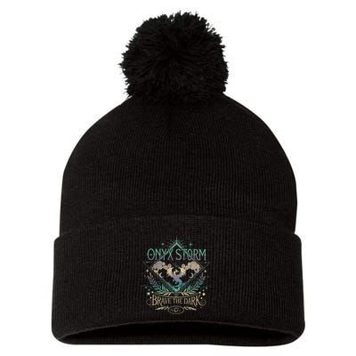 Onyx Storm Brave The Dark Fourth Wingg Basgiath War Collegee Swea Pom Pom 12in Knit Beanie