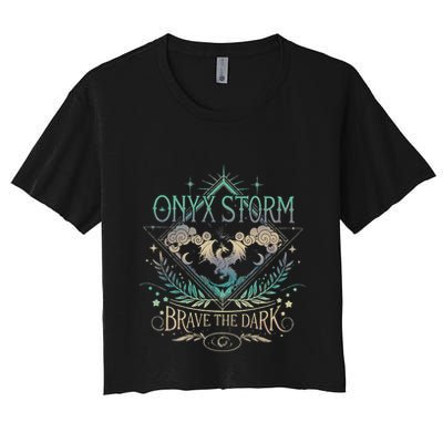 Onyx Storm Brave The Dark Fourth Wingg Basgiath War Collegee Swea Crop Top