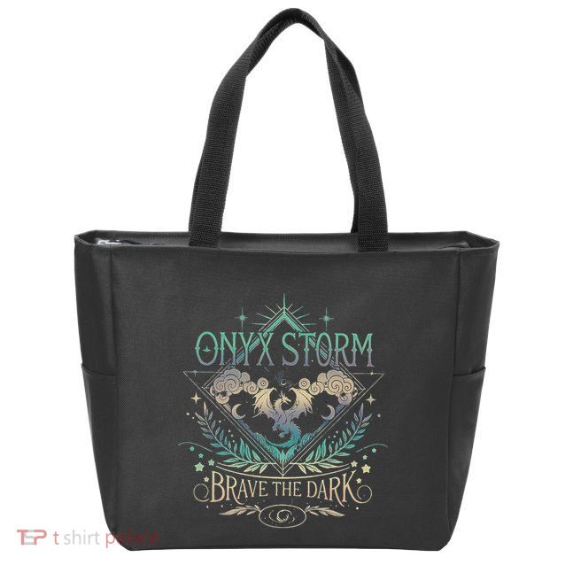 Onyx Storm Brave The Dark Fourth Wingg Basgiath War Collegee Swea Zip Tote Bag