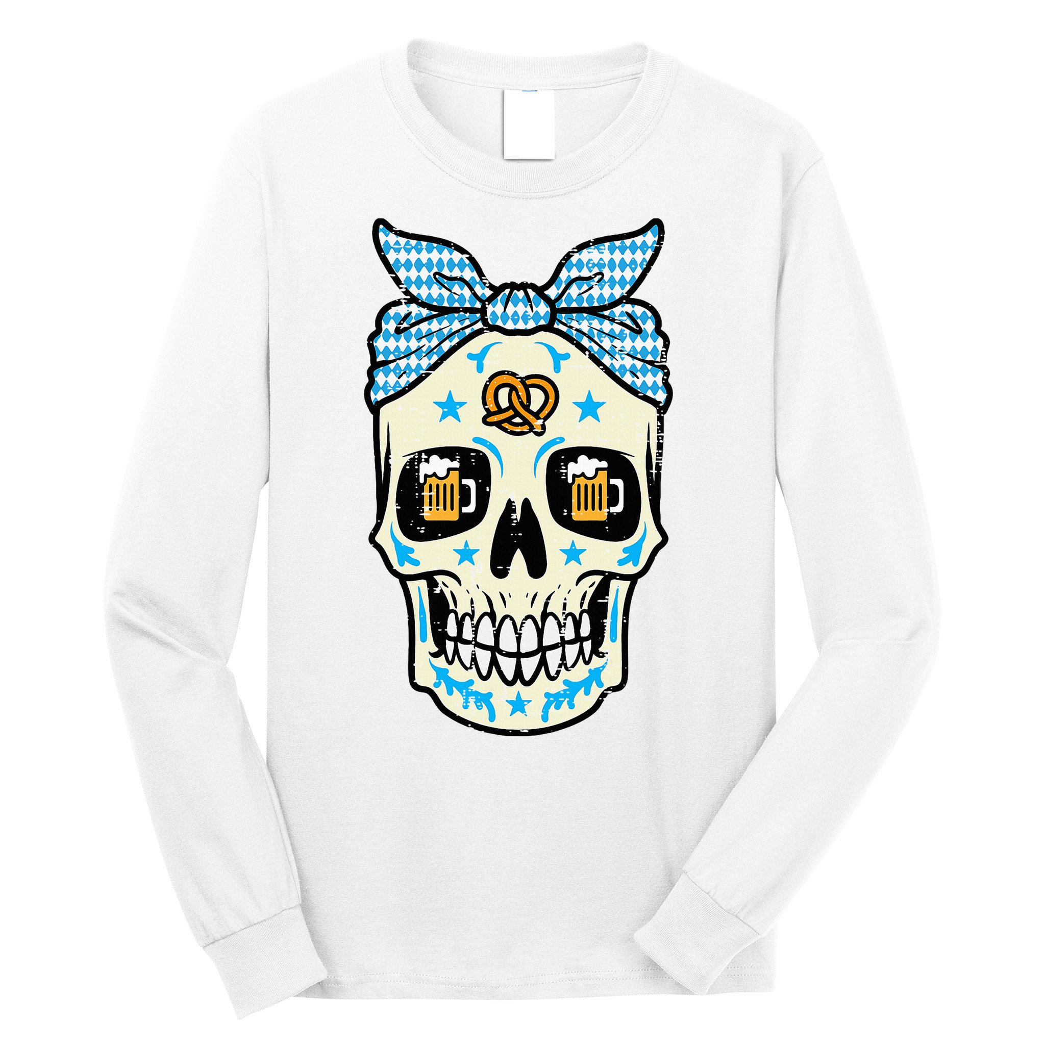 Oktoberfest Skull Bandana German Bavarian Festival Mom Long Sleeve Shirt