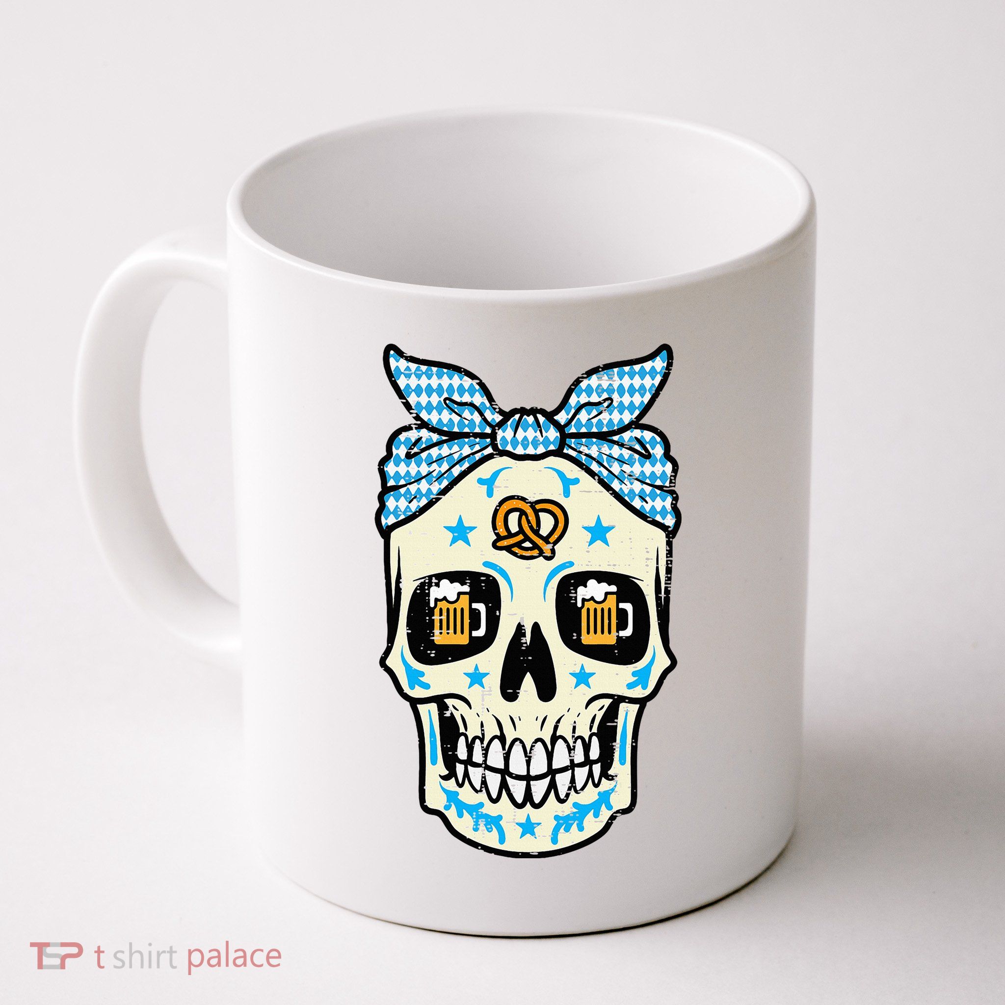 Oktoberfest Skull Bandana German Bavarian Festival Mom Mug