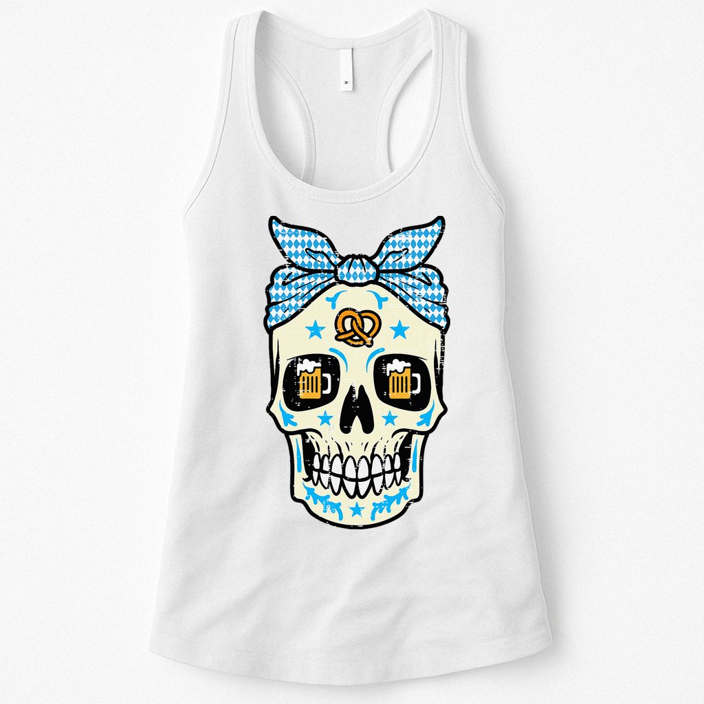 Oktoberfest Skull Bandana German Bavarian Festival Mom Womens Tank Top