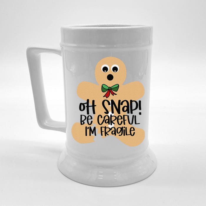 Off Snap! Be Careful IM Fragile Christmas Design Beer Stein